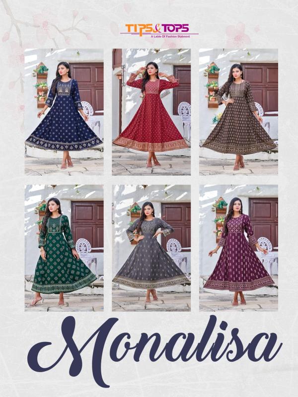 Tips Tops Monalisa Vol 1 Rayon Slub Print Designer Kurti collection